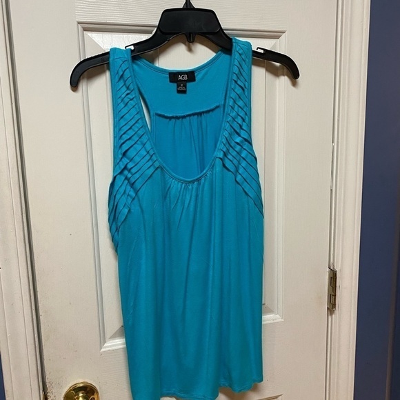 AGB Women's Size M Summer Smock Top, Tank Scoop Neck Turquoise. - Picture 1 of 9